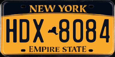 NY license plate HDX8084