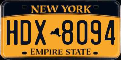 NY license plate HDX8094