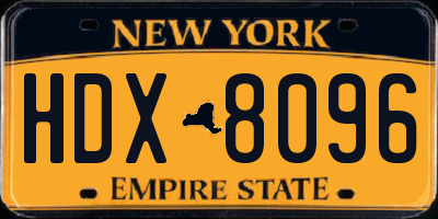 NY license plate HDX8096