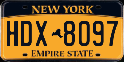 NY license plate HDX8097
