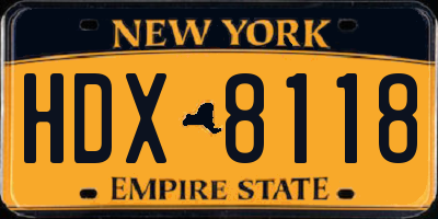 NY license plate HDX8118