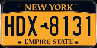 NY license plate HDX8131