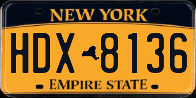 NY license plate HDX8136