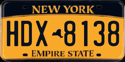 NY license plate HDX8138