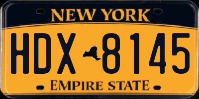 NY license plate HDX8145