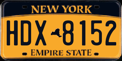 NY license plate HDX8152