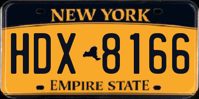 NY license plate HDX8166