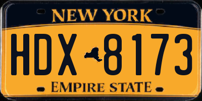 NY license plate HDX8173