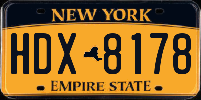 NY license plate HDX8178