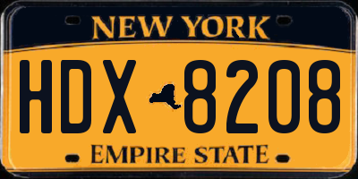 NY license plate HDX8208