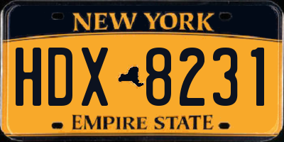 NY license plate HDX8231
