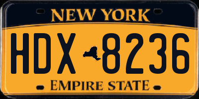 NY license plate HDX8236