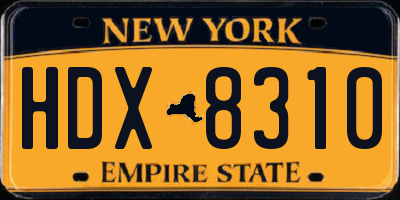NY license plate HDX8310