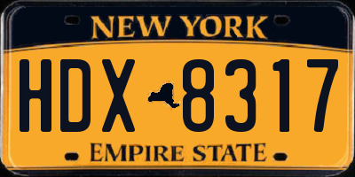 NY license plate HDX8317