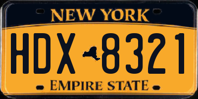 NY license plate HDX8321