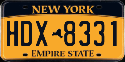 NY license plate HDX8331