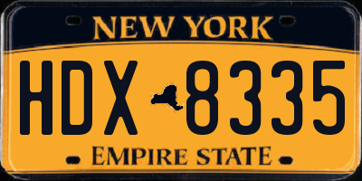 NY license plate HDX8335