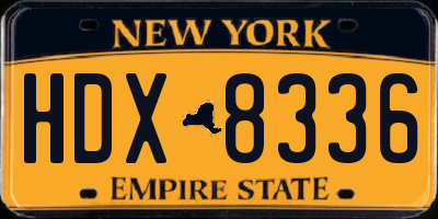 NY license plate HDX8336