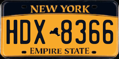 NY license plate HDX8366