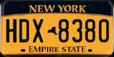 NY license plate HDX8380