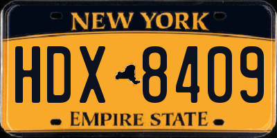 NY license plate HDX8409