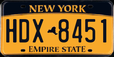 NY license plate HDX8451