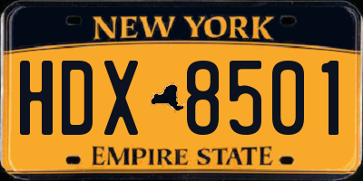 NY license plate HDX8501