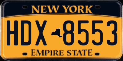 NY license plate HDX8553