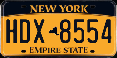 NY license plate HDX8554
