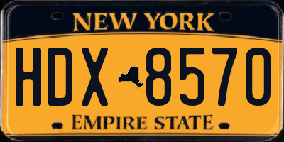 NY license plate HDX8570