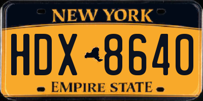 NY license plate HDX8640