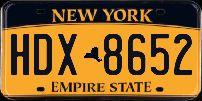 NY license plate HDX8652