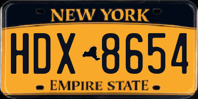 NY license plate HDX8654