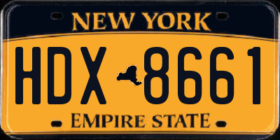 NY license plate HDX8661