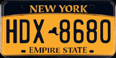 NY license plate HDX8680