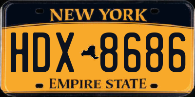 NY license plate HDX8686