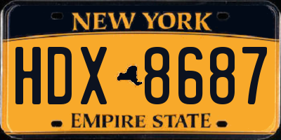 NY license plate HDX8687