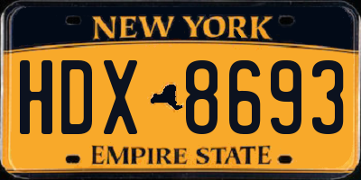 NY license plate HDX8693