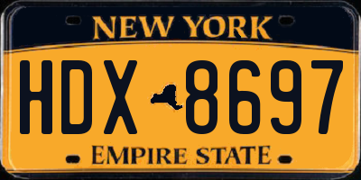 NY license plate HDX8697