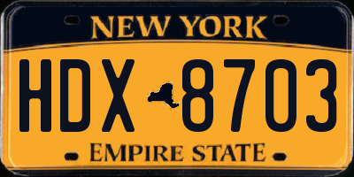 NY license plate HDX8703