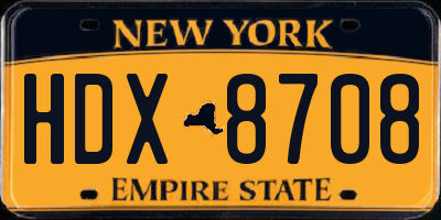 NY license plate HDX8708