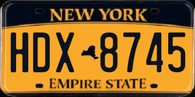 NY license plate HDX8745