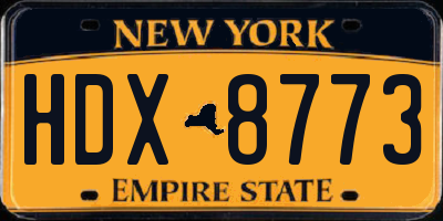 NY license plate HDX8773