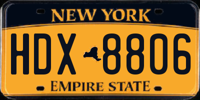 NY license plate HDX8806