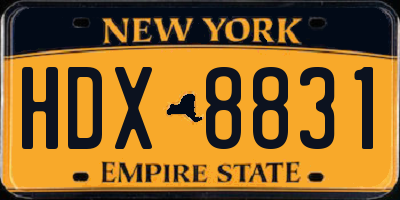 NY license plate HDX8831