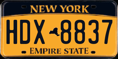 NY license plate HDX8837