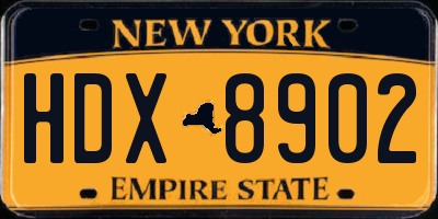 NY license plate HDX8902