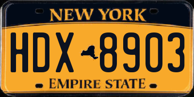 NY license plate HDX8903