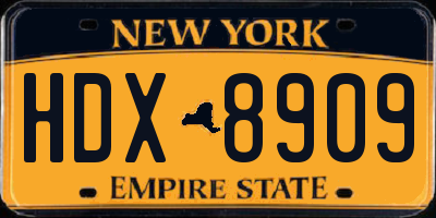 NY license plate HDX8909