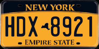 NY license plate HDX8921